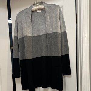 Cyrus Gray and Black Color Block Cardigan